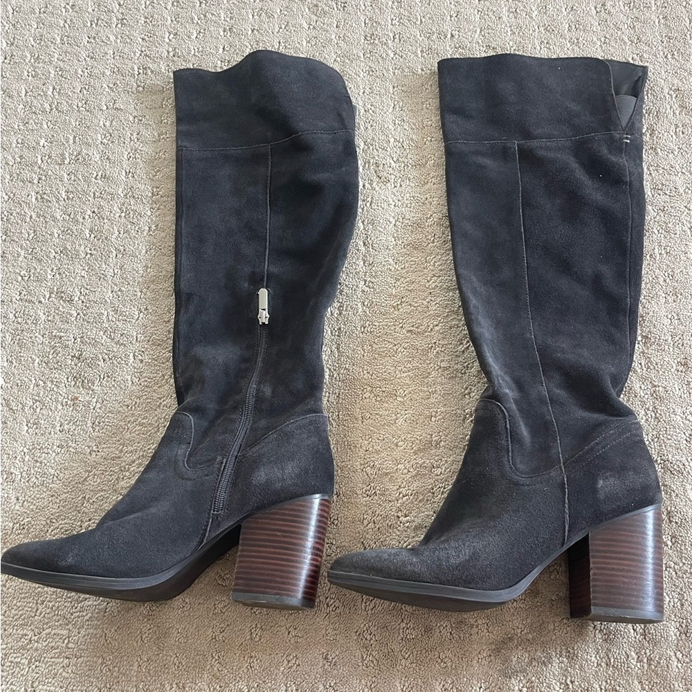 Black Suede Knee-High Boots - Size 11 Like New